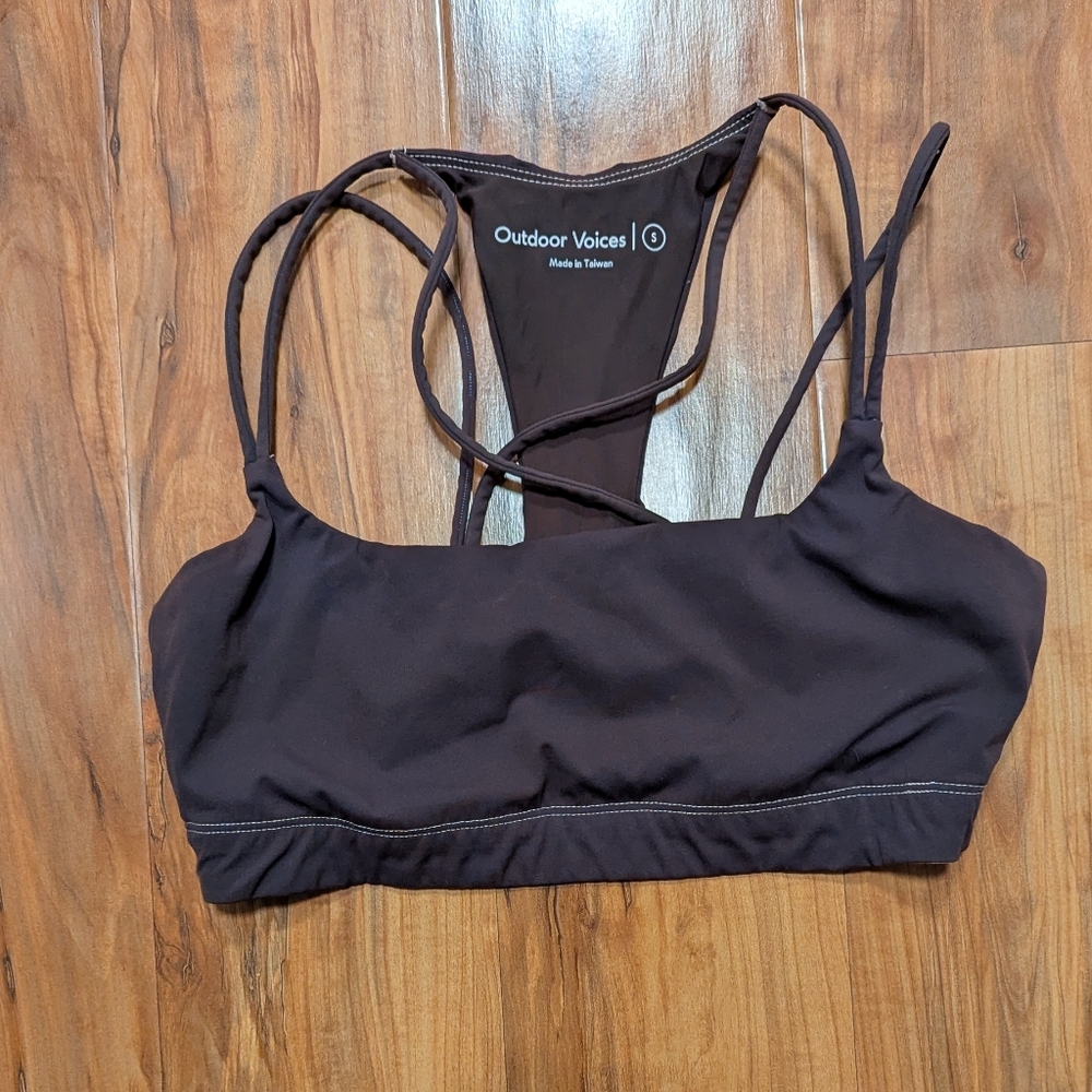 Outdoor‎ Voices Strappy Racerback Sports Bra Chocolate Brown Women's Small